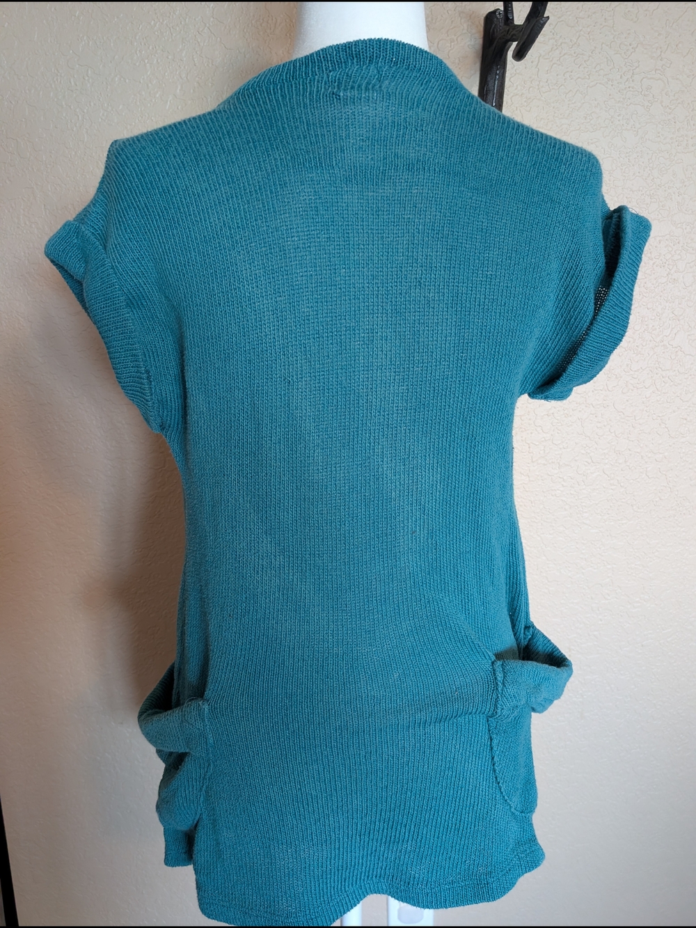 Blue Asphalt Teal Short-Sleeve Button Front Knit Cardigan - Picture 3 of 3